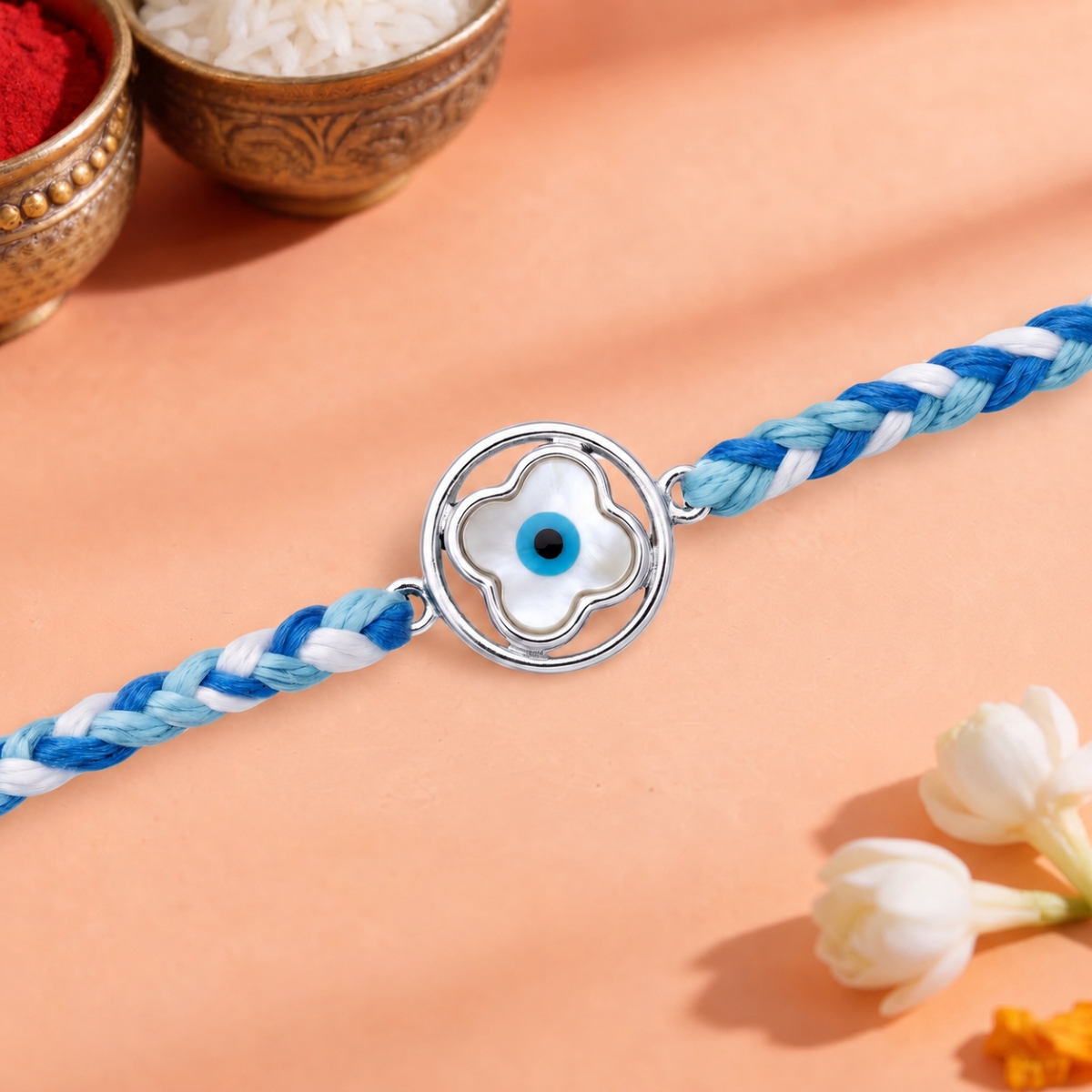 925 Sterling Silver Rakhi Flower Shaped